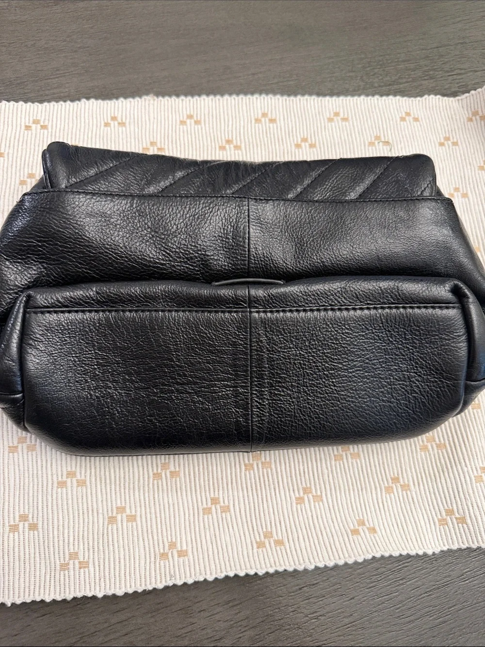 Vince Camuto Black Quilted Leather Envelope Clutch Evening Bag OS